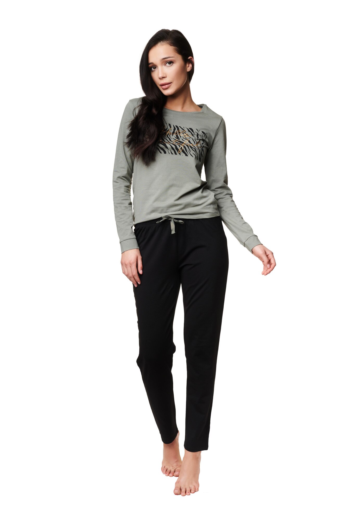 Pijamale de dama Henderson Zanzibar olive / negru