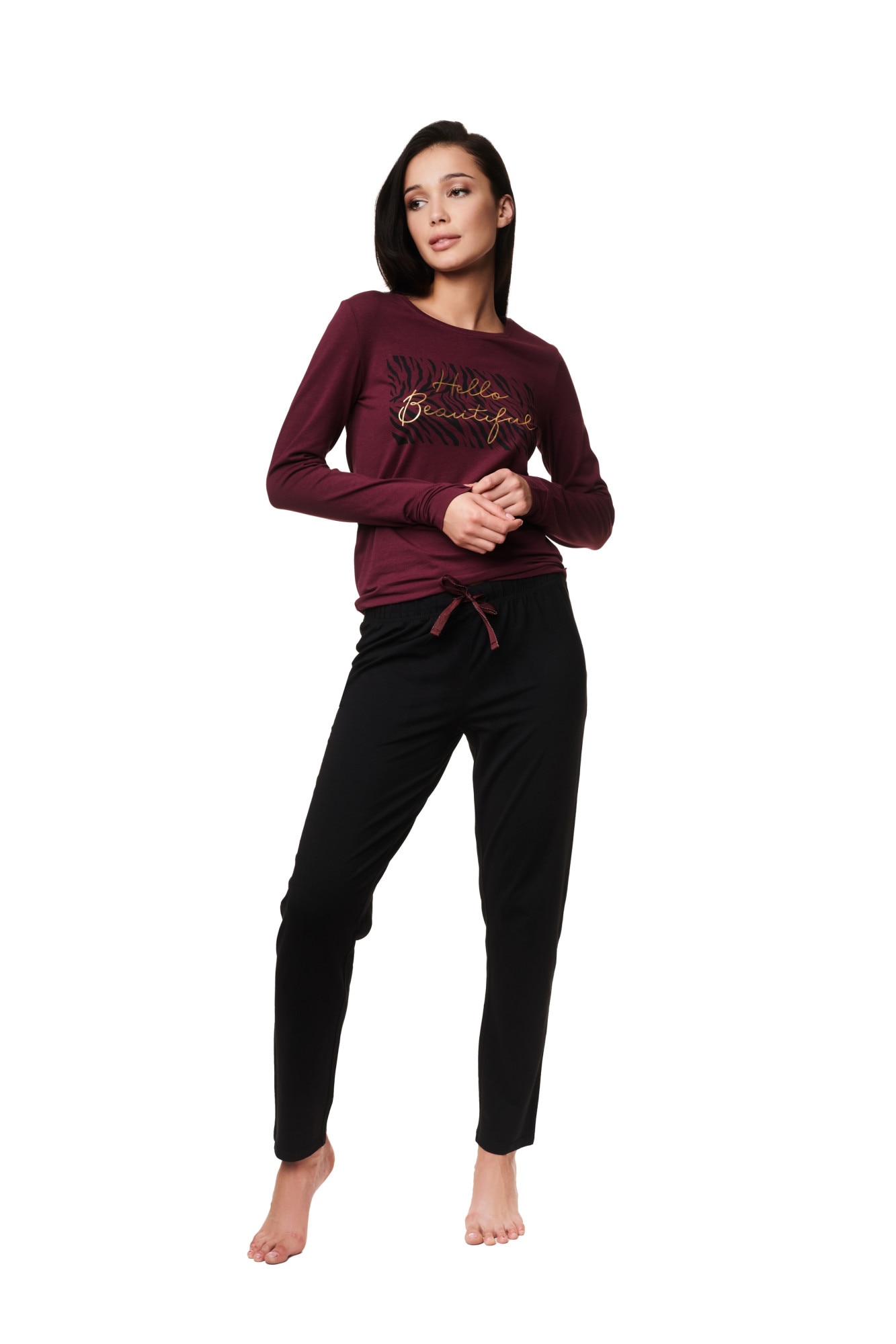 Pijamale de dama Henderson Zanzibar burgundy/negru