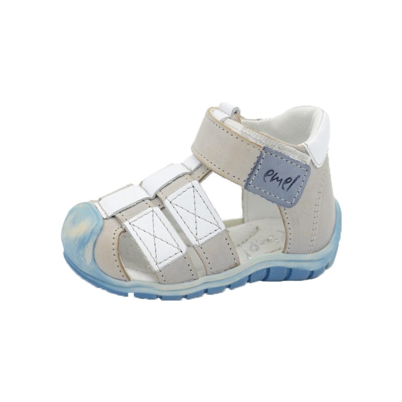 Sandale din piele realizate manual pentru primii pasi EMEL E2187-14-18, Gri 1950