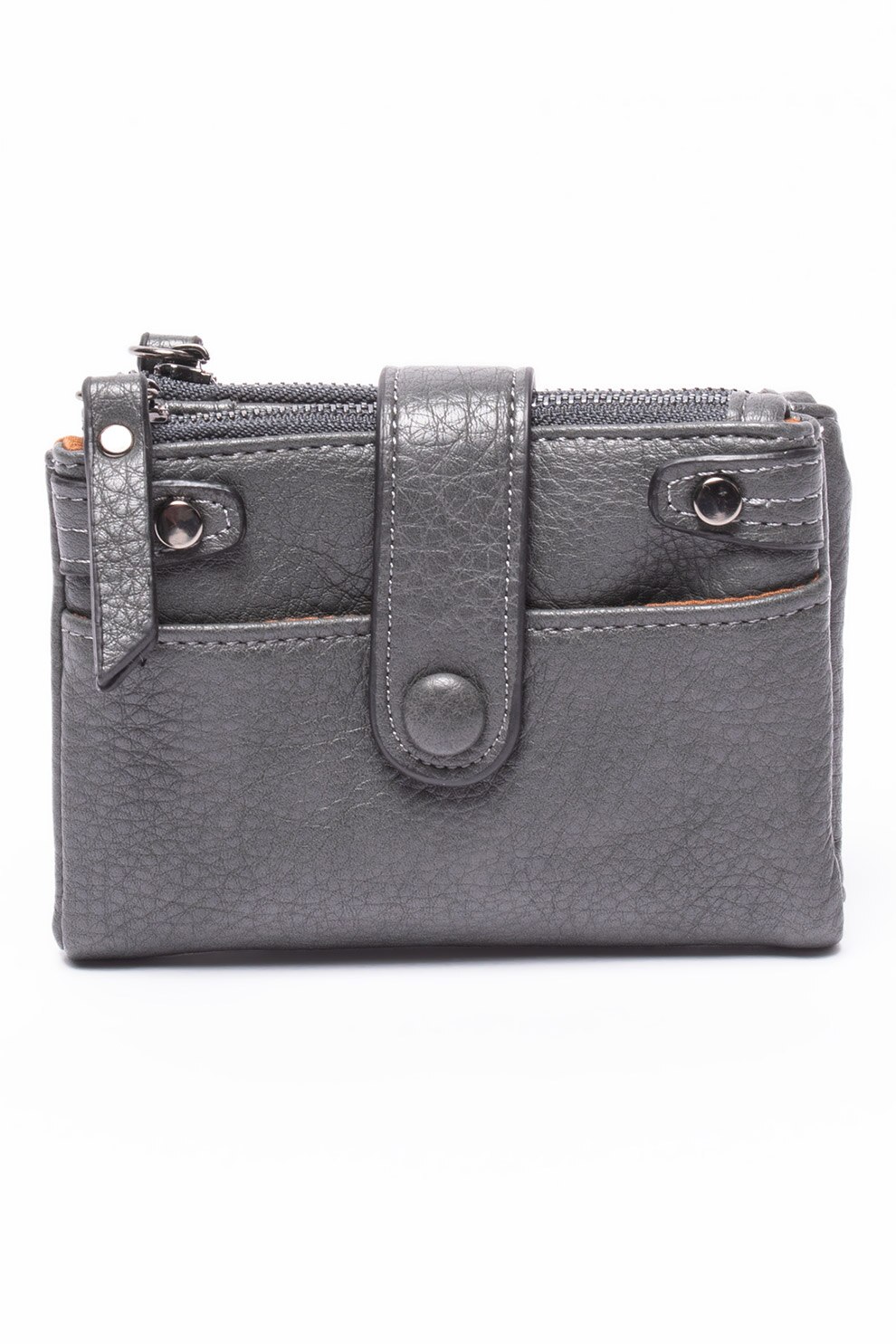 Francesca Rossi, Portofel de piele ecologica cu aspect saffiano, Gri inchis