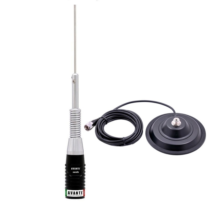 Antena Radio CB Avanti Cento, 120cm, cu Baza Magnetica de 145mm
