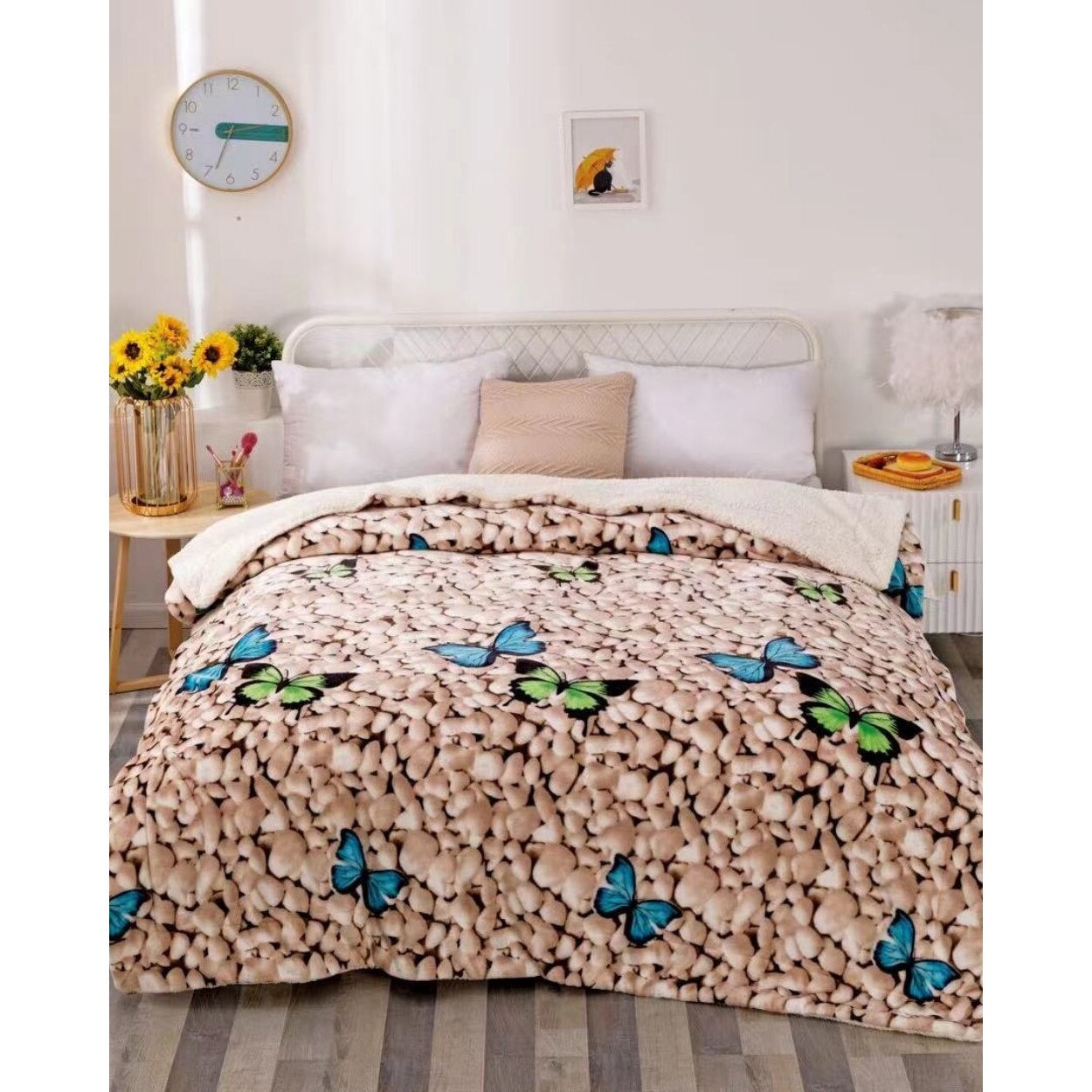 Patura Cocolino Dubla cu Blanita, Pat 2 Persoane, Butterflies, PDA-21