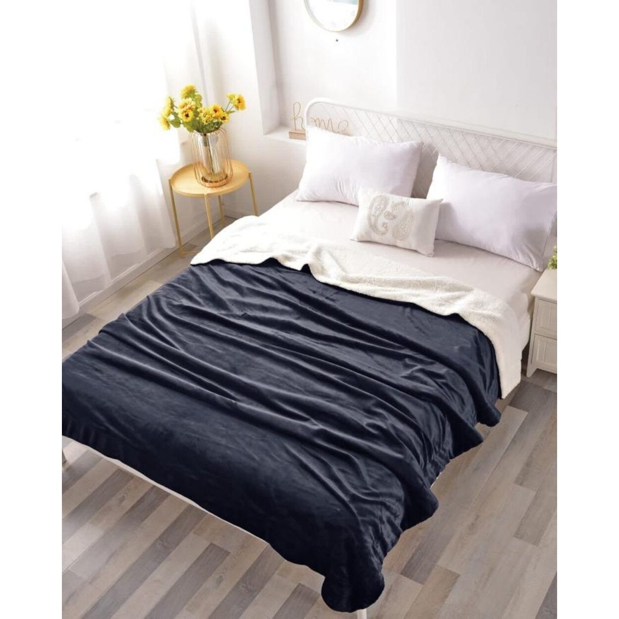 Patura Cocolino Dubla cu Blanita, Pat 2 Persoane, Uni, Negru, PDA-29