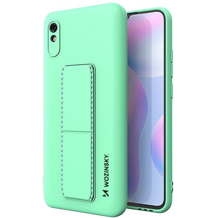 Калъф за телефон Wozinsky Kickstand Flexible Silicone със стойка за Xiaomi Redmi Note 9 Pro/ Redmi Note 9S, мента