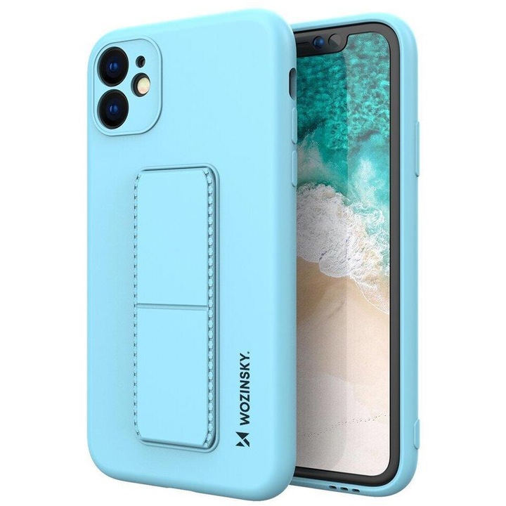 Калъф за телефон Wozinsky Kickstand Flexible Silicone със стойка за Samsung Galaxy A51 5G/ Galaxy A51, светлосин