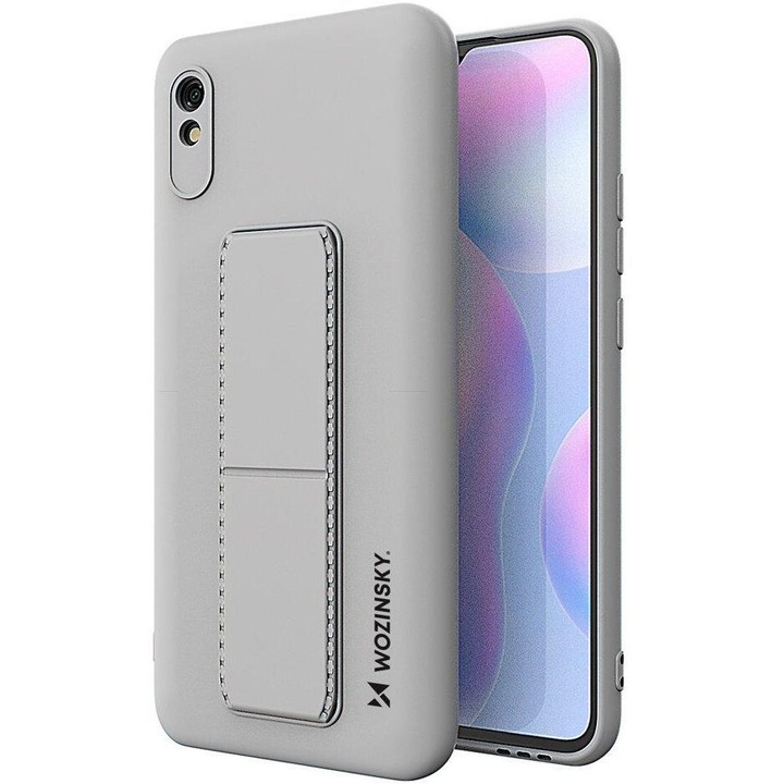 Калъф за телефон Wozinsky Kickstand Flexible Silicone със стойка за Xiaomi Redmi Note 9 Pro/ Redmi Note 9S, сив