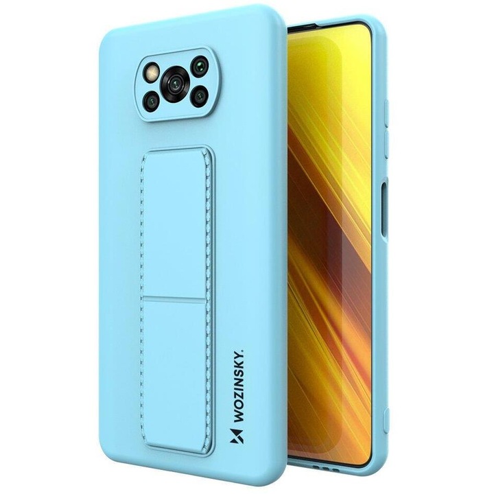 Калъф за телефон Wozinsky Kickstand Flexible Silicone със стойка за Xiaomi Poco X3 NFC/ Poco X3 Pro, светлосин