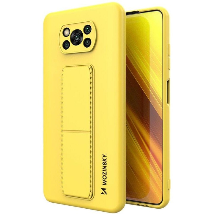 Калъф за телефон Wozinsky Kickstand Flexible Silicone със стойка за Xiaomi Poco X3 NFC/ Poco X3 Pro, жълт