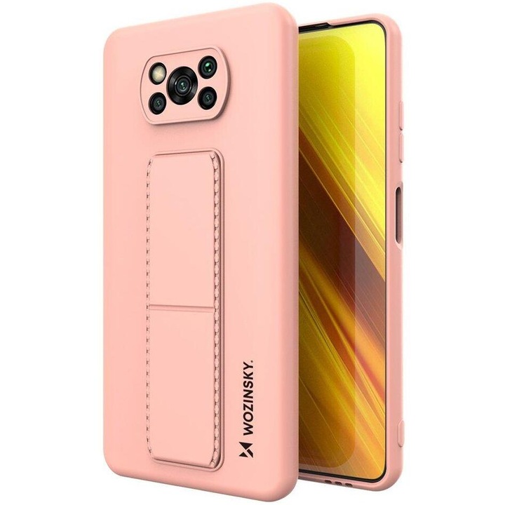 Калъф за телефон Wozinsky Kickstand Flexible Silicone със стойка за Xiaomi Poco X3 NFC/ Poco X3 Pro, розов