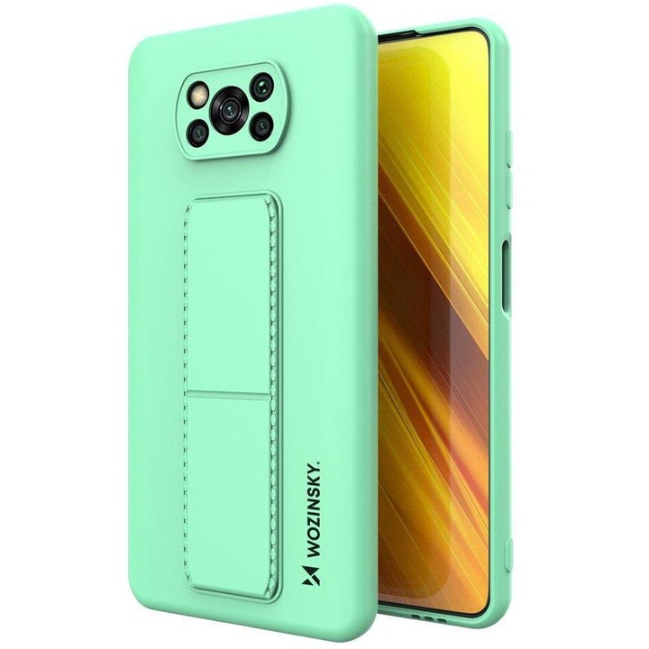 Калъф за телефон Wozinsky Kickstand Flexible Silicone със стойка за Xiaomi Poco X3 NFC/ Poco X3 Pro, мента