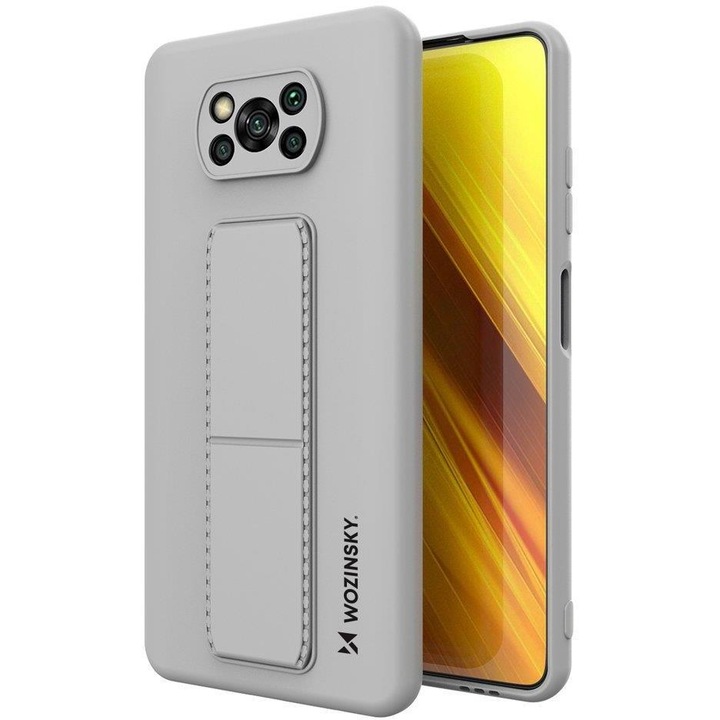 Калъф за телефон Wozinsky Kickstand Flexible Silicone със стойка за Xiaomi Poco X3 NFC/ Poco X3 Pro, сив