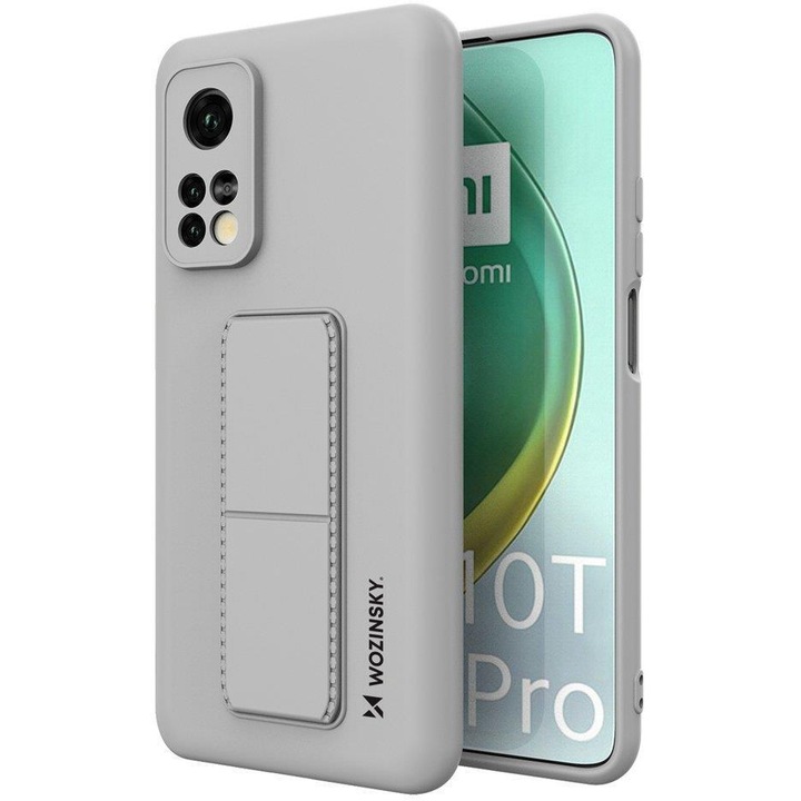 Калъф за телефон Wozinsky Kickstand Flexible Silicone със стойка за Xiaomi Mi 10T Pro/ Mi 10T, сив