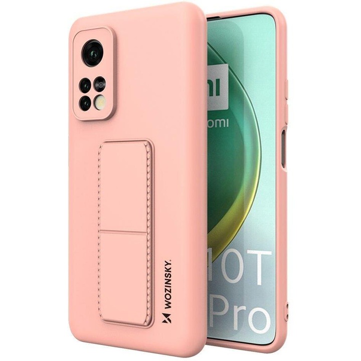 Калъф за телефон Wozinsky Kickstand Flexible Silicone със стойка за Xiaomi Mi 10T Pro/ Mi 10T, розов