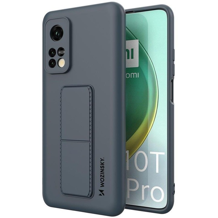 Калъф за телефон Wozinsky Kickstand Flexible Silicone със стойка за Xiaomi Mi 10T Pro/ Mi 10T, син