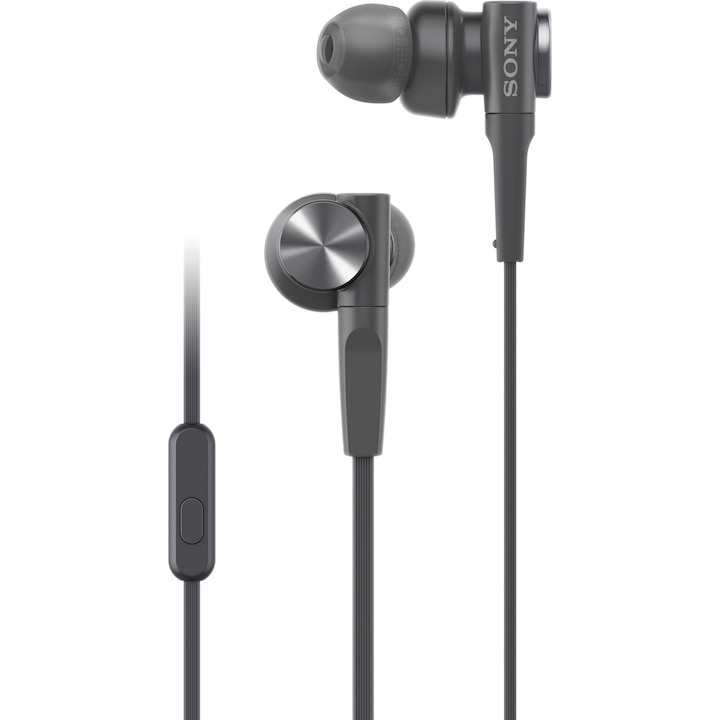 Аудио слушалки In-Ear Sony MDRXB55APB, Extra Bass, Микрофон, С кабел, Черен
