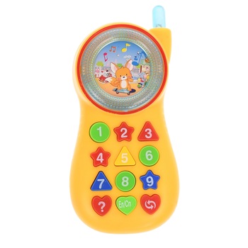 Telefon de jucarie interactiv cu butoane, sunete si luminite, portocaliu - 0939C Telefon de jucarie interactiv cu butoane, sunete si luminite, portocaliu - 0939C