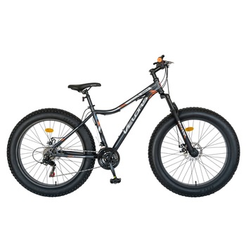 Bicicleta Fat-Bike VELORS Wolf 2.6, Marime Cadru 43 cm, Shimano Tourney 21 Viteze, Roti 26 Inch, Frane pe Disc, Gri/Portocaliu Bicicleta Fat-Bike VELORS Wolf 2.6, Marime Cadru 43 cm, Shimano Tourney 21 Viteze, Roti 26 Inch, Frane pe Disc, Gri/Portocaliu