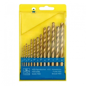 Set 13 burghie pentru metal Sthor 22310, HSS - Titan, dimensiuni 2-8mm Set 13 burghie pentru metal Sthor 22310, HSS - Titan, dimensiuni 2-8mm