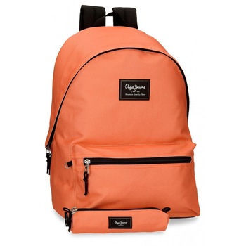 Rucsac casual, compartiment laptop cu penar tubular Pepe Jeans Aris Evergreen, portocaliu, 31x44x17.5 cm Rucsac casual, compartiment laptop cu penar tubular Pepe Jeans Aris Evergreen, portocaliu, 31x44x17.5 cm