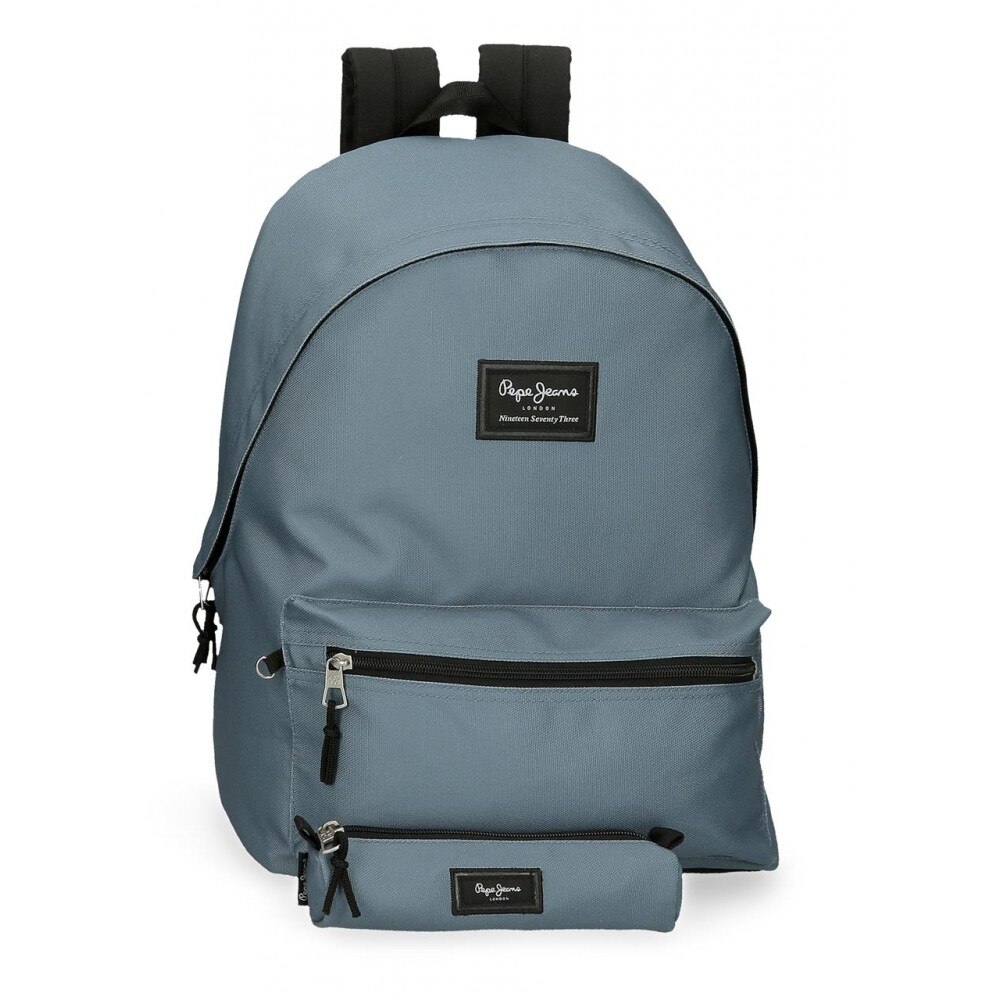 Rucsac scoala, compartiment laptop cu penar tubular Pepe Jeans Aris Evergreen, denim, 31x44x17.5 cm