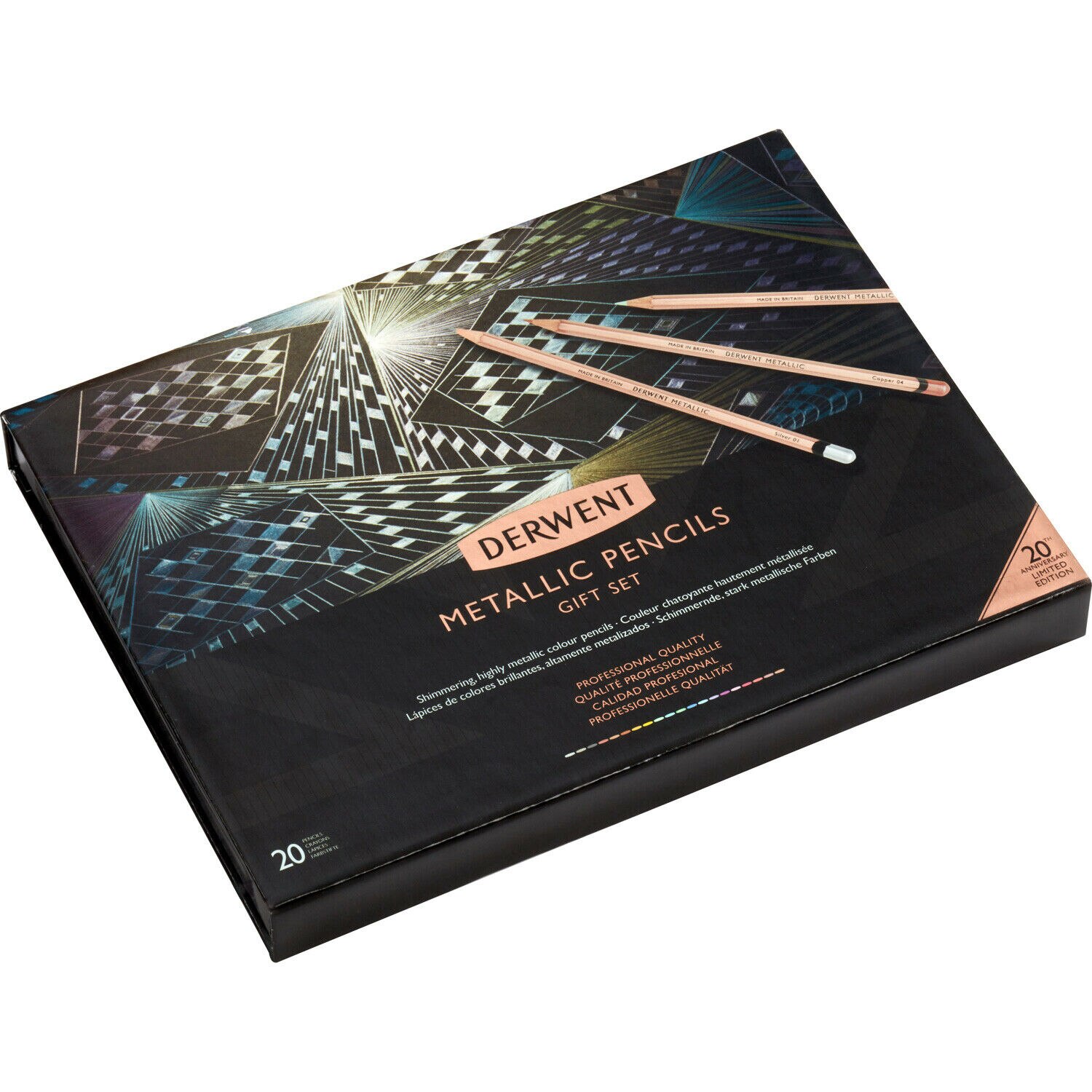 Set creioane colorate Derwent, Metallic 20th Anniversary, 20 bucati