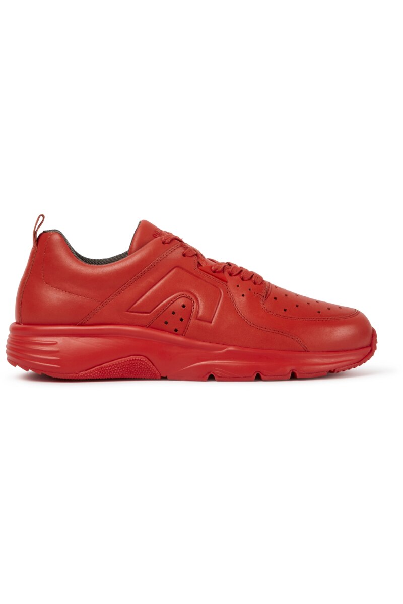 Pantofi sport perforati Drift, Camper, Piele naturala, 45, Rosu