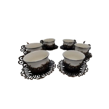 Set 6 cesti cafea, portelan cu metal, Acar Set 6 cesti cafea, portelan cu metal, Acar