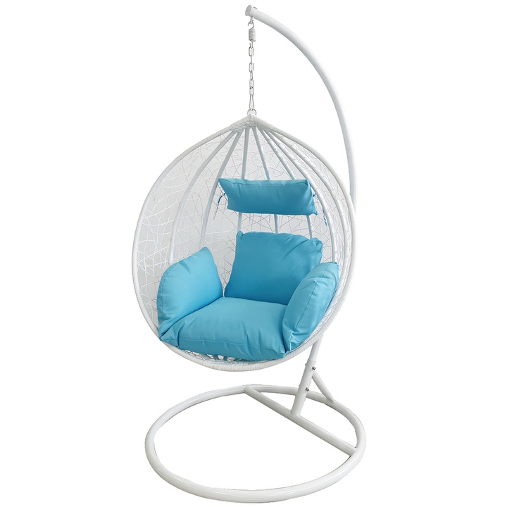 Scaun agatat pentru curte si gradina California White, Fotoliu suspendat de relaxare