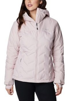 Columbia, Jacheta cu umplutura de puf si imprimeu logo Grand Wintersports, Roz pal Columbia, Jacheta cu umplutura de puf si imprimeu logo Grand Wintersports, Roz pal