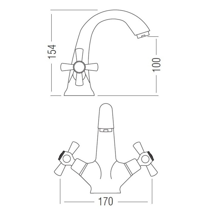 Retro stílusú mosdó csaptelep Kuchinox BKI 022D szelep