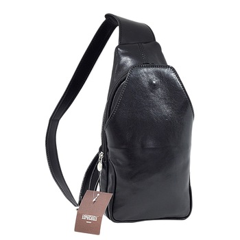 Rucsac cu o singura curea de umar, Suveran, Piele naturala, negru, 5570 Rucsac cu o singura curea de umar, Suveran, Piele naturala, negru, 5570