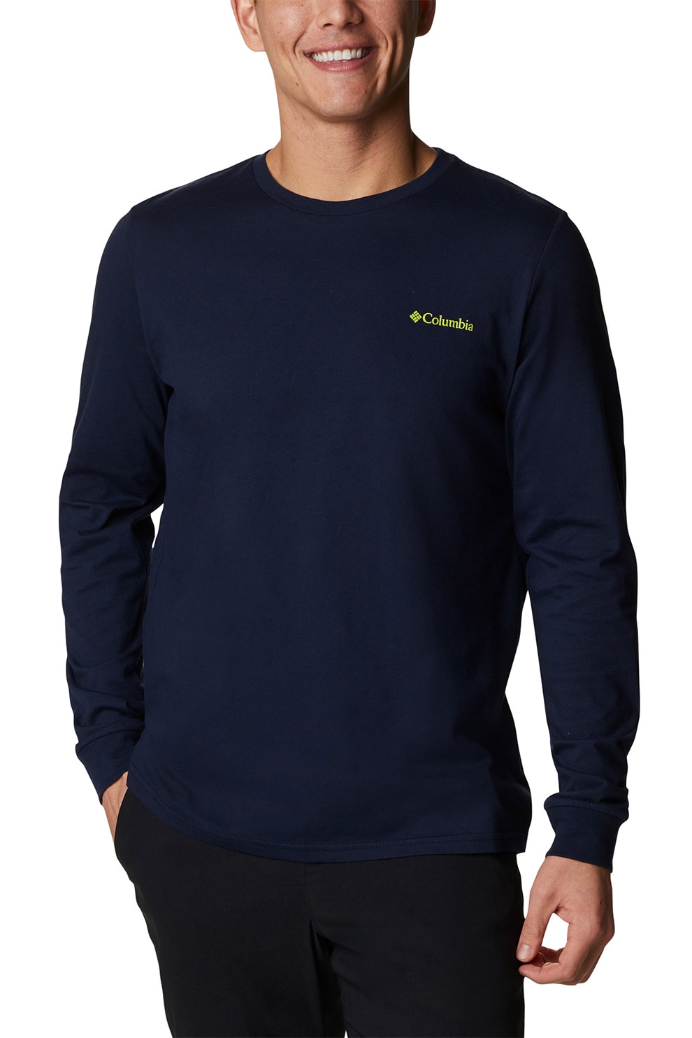 Columbia, Bluza de bumbac organic cu imprimeu pe partea din spate Pikewood, Bleumarin / Verde