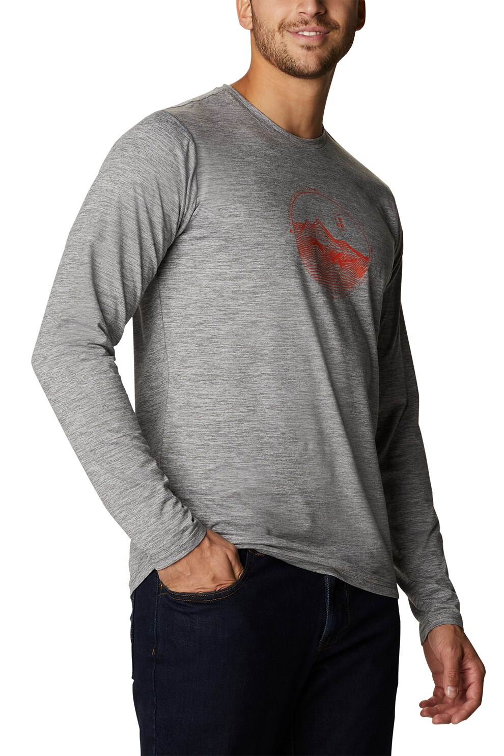 Columbia, Bluza pentru schi si trekking Tech Trail, Gri melange/Oranj