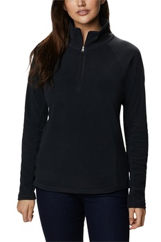 Columbia, Bluza de fleece cu fenta scurta cu fermoar, pentru schi si trekking Glacial, Negru Columbia, Bluza de fleece cu fenta scurta cu fermoar, pentru schi si trekking Glacial, Negru