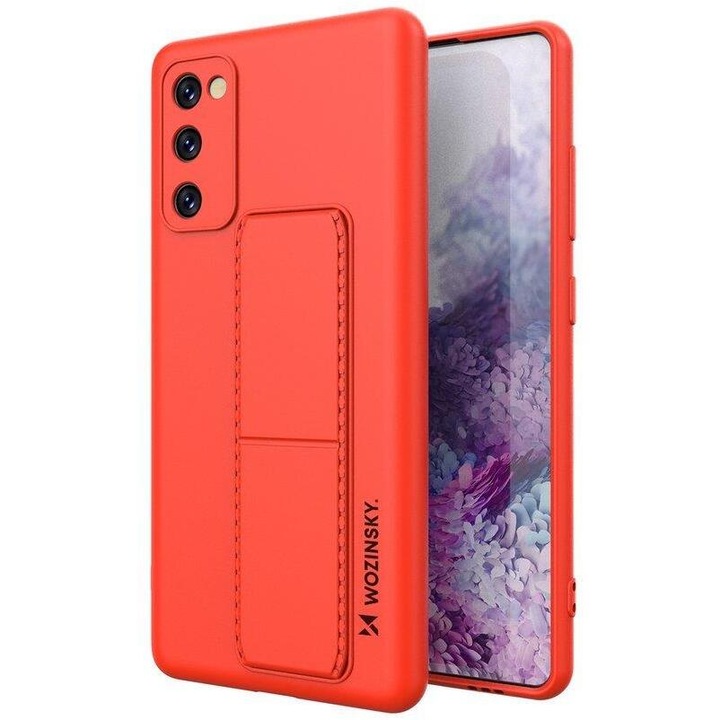 Калъф за телефон Wozinsky Kickstand Flexible Silicone със стойка за Samsung Galaxy S20 FE 5G, червен