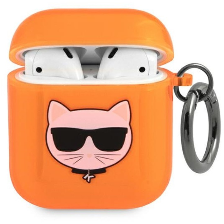 Калъф Karl Lagerfeld KLA2UCHFO Choupette за Apple AirPods, оранжев