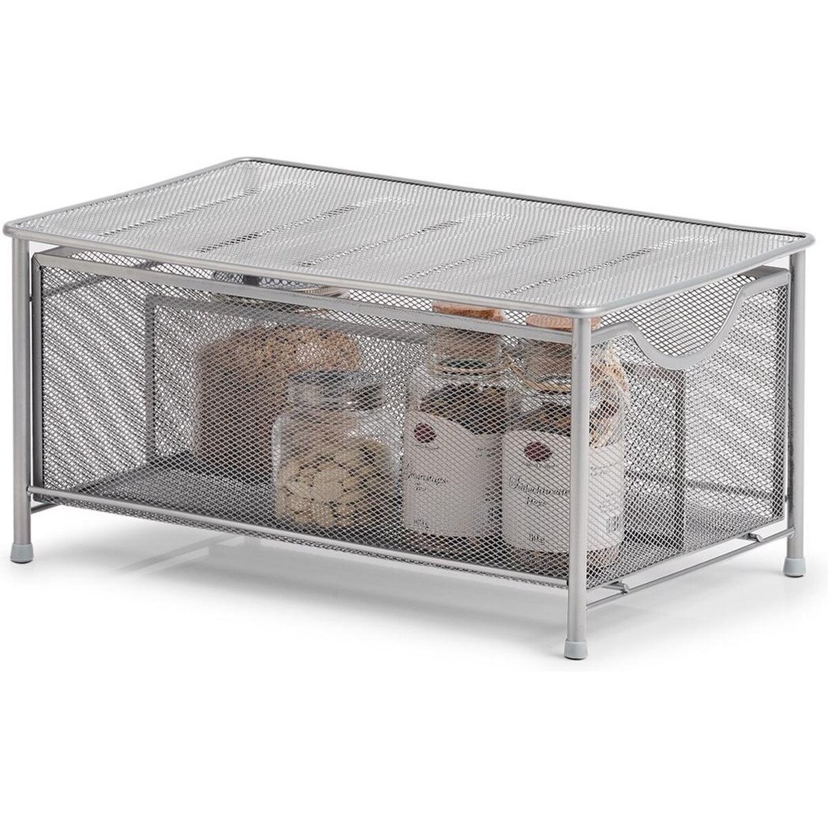 Raft depozitare Zeller, otel, 41x26x20 cm, argintiu