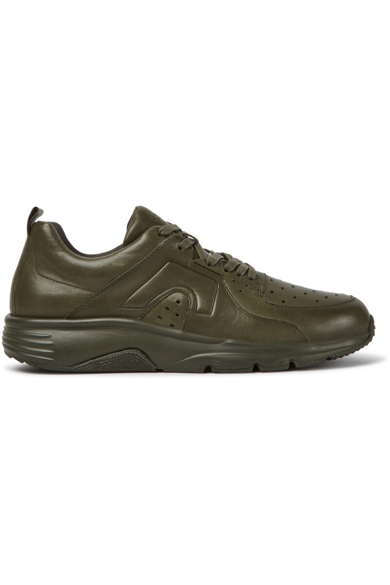 Pantofi sport perforati Drift, Camper, Piele naturala, 43, Verde inchis