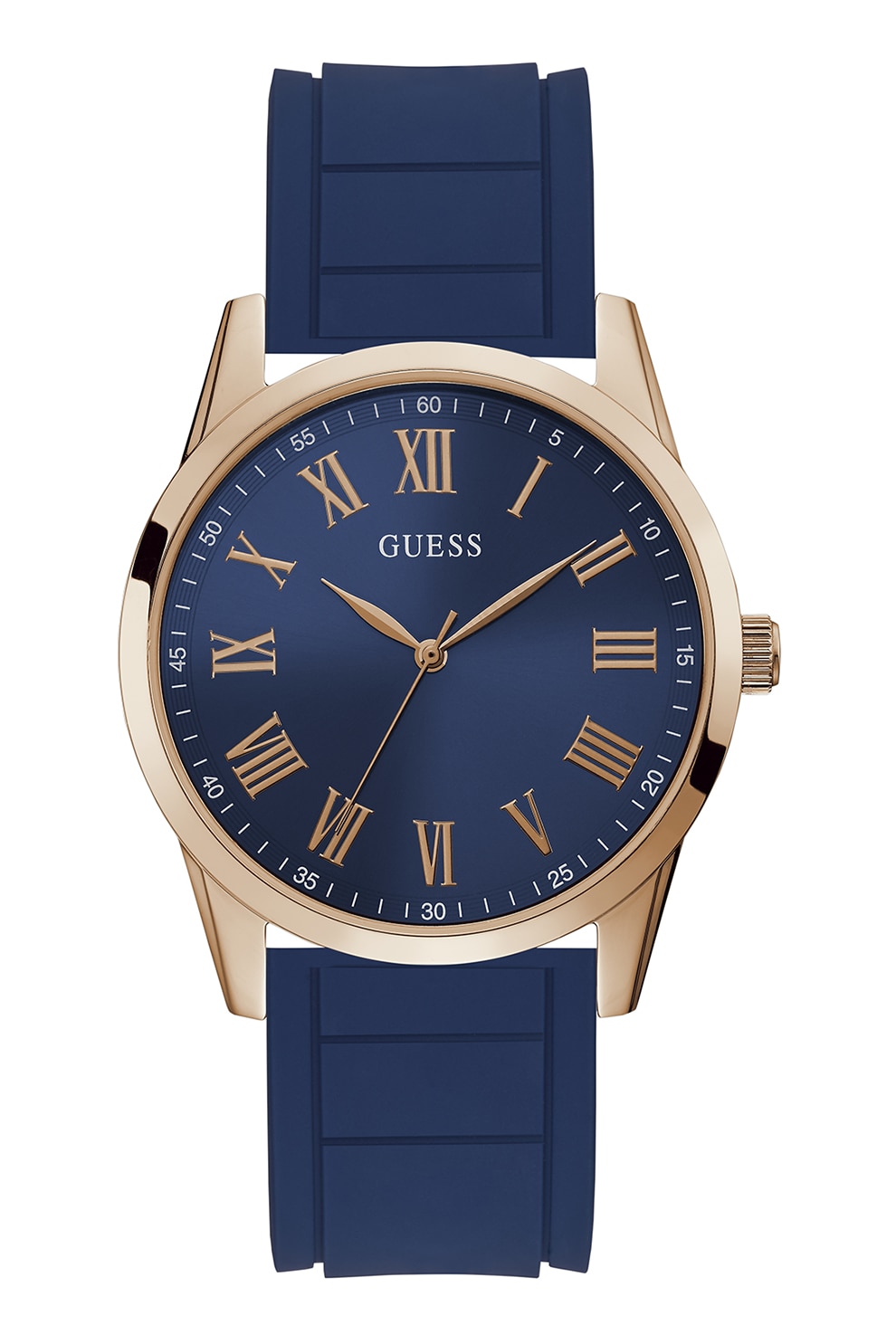 Guess, Ceas din otel inoxidabil cu o curea de silicon, Maro bronz/Bleumarin