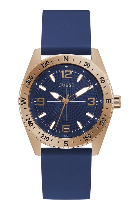 Guess, Ceas din otel inoxidabil cu o curea de silicon, Maro bronz/Bleumarin