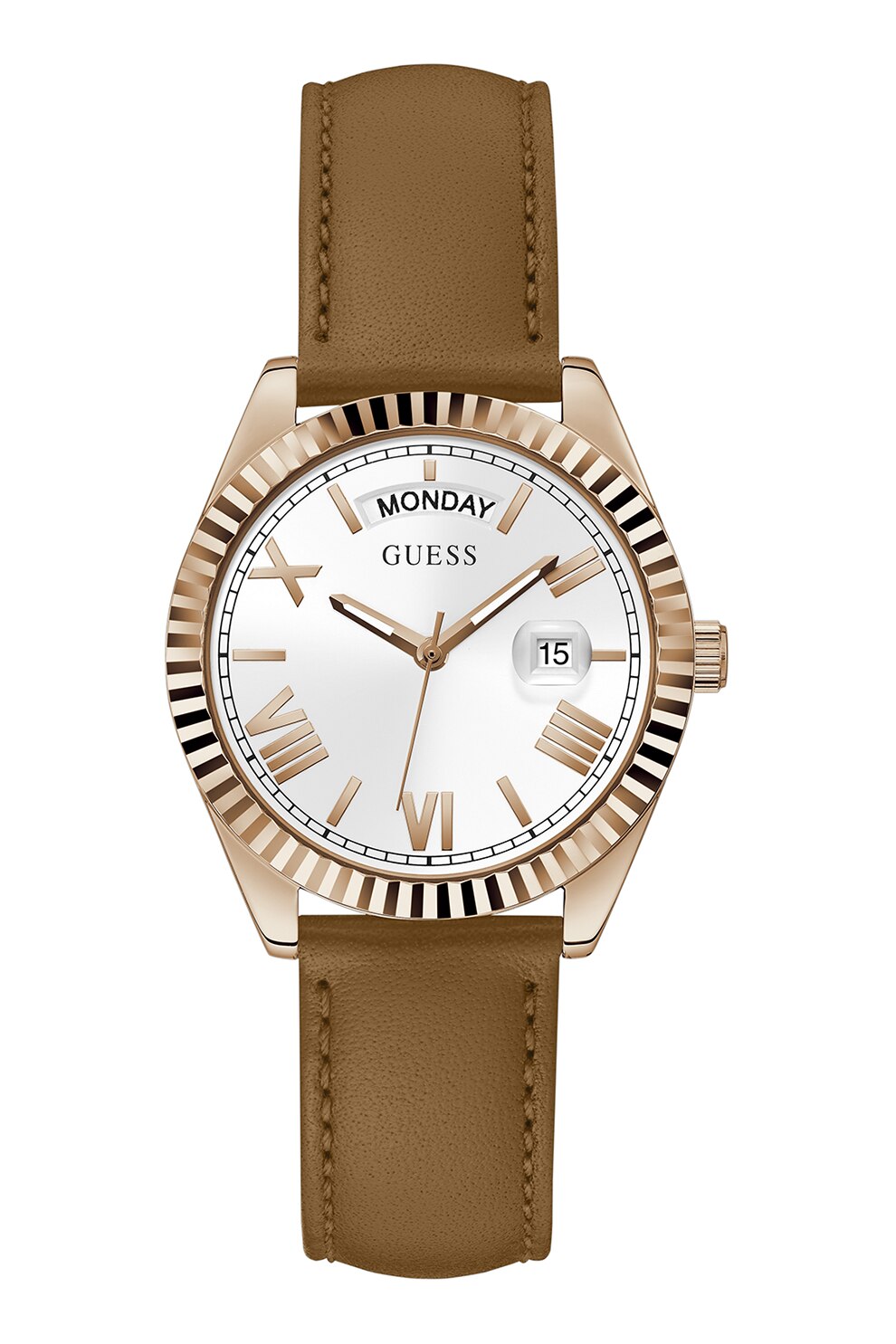 Guess, Ceas cu o curea de piele, Maro