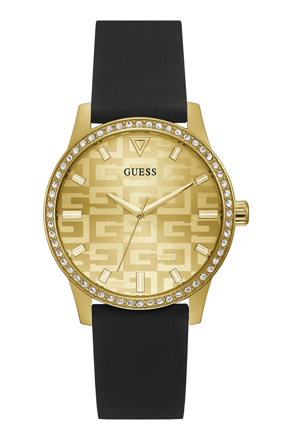 Guess, Ceas din otel inoxidabil cu o curea de silicon, Auriu/Negru
