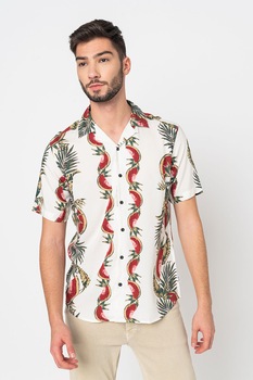 Only & Sons, Camasa regular fit cu maneci scurte Arthir, Alb prafuit/Rosu inchis/Verde Only & Sons, Camasa regular fit cu maneci scurte Arthir, Alb prafuit/Rosu inchis/Verde