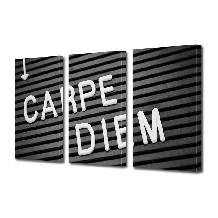 Set Tablouri Multicanvas 3 piese, Art Star, Traieste clipa, Mesaje, Panza pe cadru de lemn, Decoratiuni Moderne pentru Casa, 3 x 50 x 70 cm