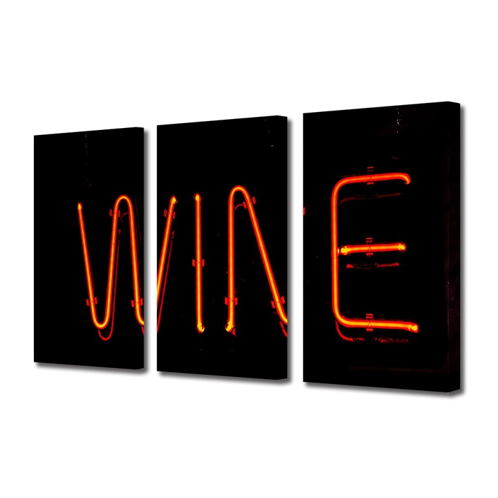 Set Tablouri Multicanvas 3 piese, Art Star, Wine, Mesaje, Panza pe cadru de lemn, Decoratiuni Moderne pentru Casa, 3 x 20 x 30 cm