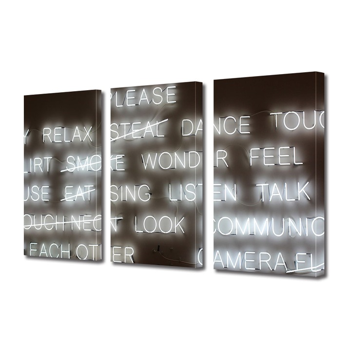 Set Tablouri Multicanvas 3 piese, Art Star, Stari de spirit, Mesaje, Panza pe cadru de lemn, Decoratiuni Moderne pentru Casa, 3 x 20 x 30 cm
