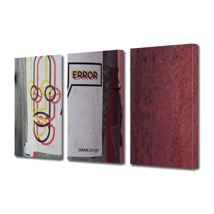 Set Tablouri Multicanvas 3 piese, Art Star, Error, Mesaje, Panza pe cadru de lemn, Decoratiuni Moderne pentru Casa, 3 x 20 x 30 cm