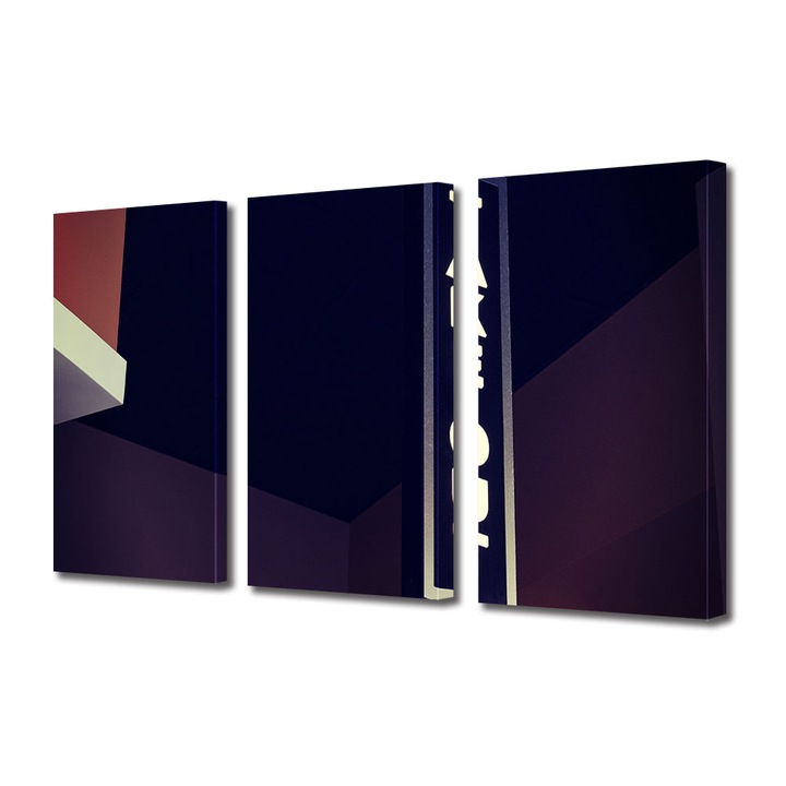 Set Tablouri Multicanvas 3 piese, Art Star, Take out, Mesaje, Panza pe cadru de lemn, Decoratiuni Moderne pentru Casa, 3 x 20 x 30 cm