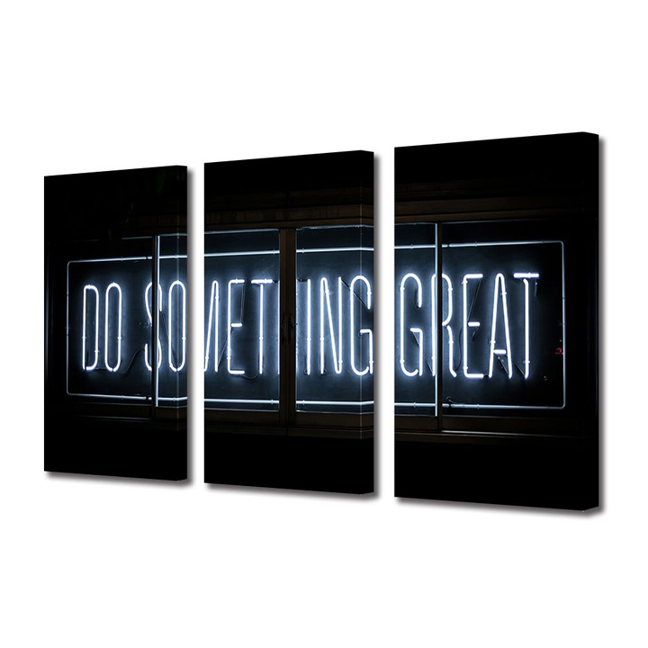 Set Tablouri Multicanvas 3 piese, Art Star, Do something great, Mesaje, Panza pe cadru de lemn, Decoratiuni Moderne pentru Casa, 3 x 20 x 30 cm