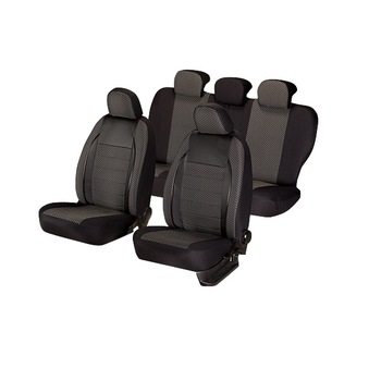 Set huse scaune auto Universale Lux, Editia Elegance, Piele Ecologica si Textil, 11 piese, Negru Set huse scaune auto Universale Lux, Editia Elegance, Piele Ecologica si Textil, 11 piese, Negru